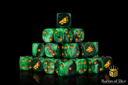 Drake Dice - Green and Gold, Round
